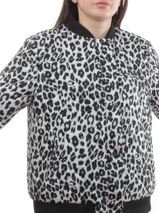 S24-139 WHITE/BLACK Куртка бомбер демисезонная женская (100 гр. синтепон) - Fashion фото 2