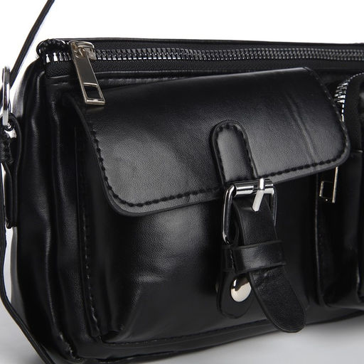 Сумка женская с карманами кожзам, черный цвет - Nazamok фото 5