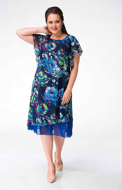 Платье из воздушного шифона на подкладке в модной цветовой гамме сцветочным дизайном - Ckc collections фото 3