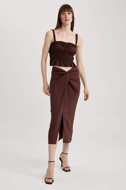 Юбка-карандаш из модала с нормальной талией миди - Defacto фото 4