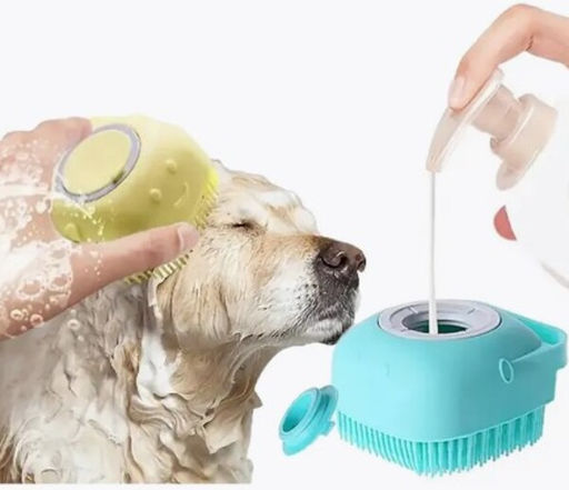 Цена за 3 шт. Щетка для вычесывания шерсти и мытья "Счастливый хвост!", цвет синий, 8*4,5см (коробка)