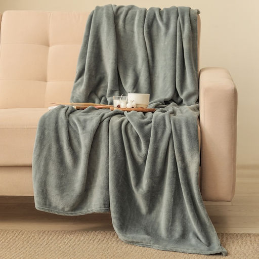 Плед «Этель», 180×200 см, корал-флис, серый