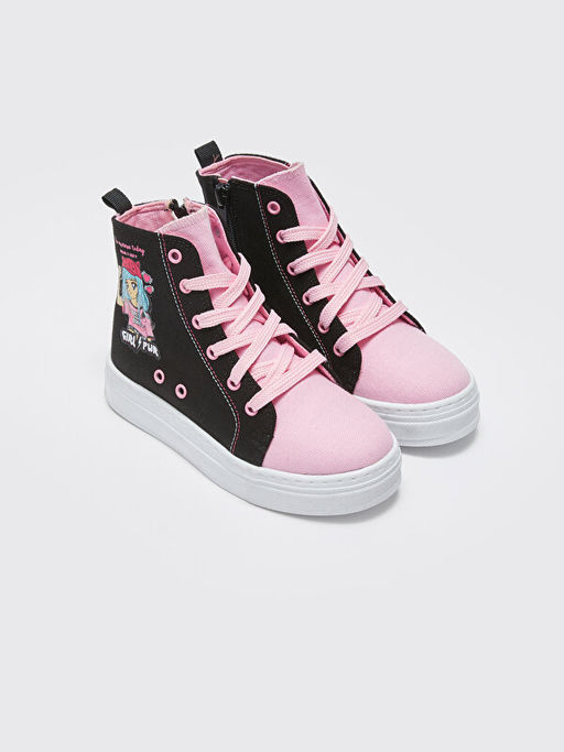 Bask?l? Fermuarl? K?z ?ocuk Bilek Boy Spor Ayakkab?