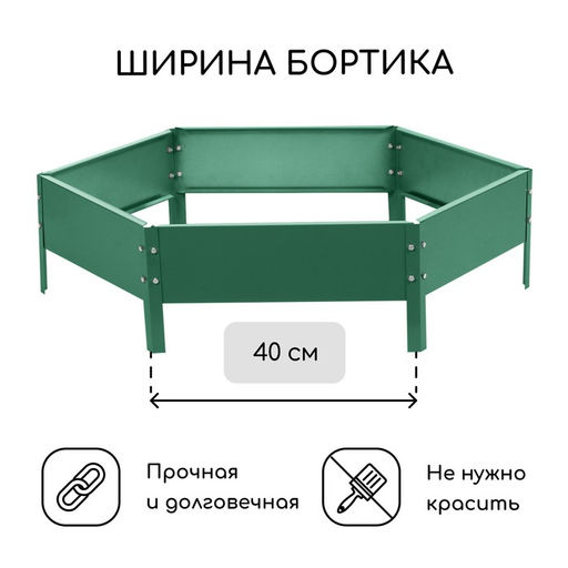 Клумба оцинкованная, d=80 см, высота бортика 15 см, зелёная, Greengo  фото 2