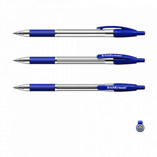 Цена за 50 шт. Ручка шариковая автоматическая ErichKrause R-301 Matic&Grip Classic 1.0, цвет чернил синий (в коробке по 50 шт.)  фото 2