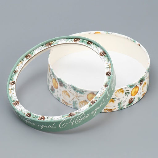 Коробка новогодняя для макарун тубус с окном «С Новым годом», 20×20×5 см