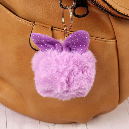 Цена за 6 шт. Брелок для ключей на кольце Пушистик. Шарик с ушками, на сумку, рюкзак, 8?8 см, МИКС - Simaland фото 4