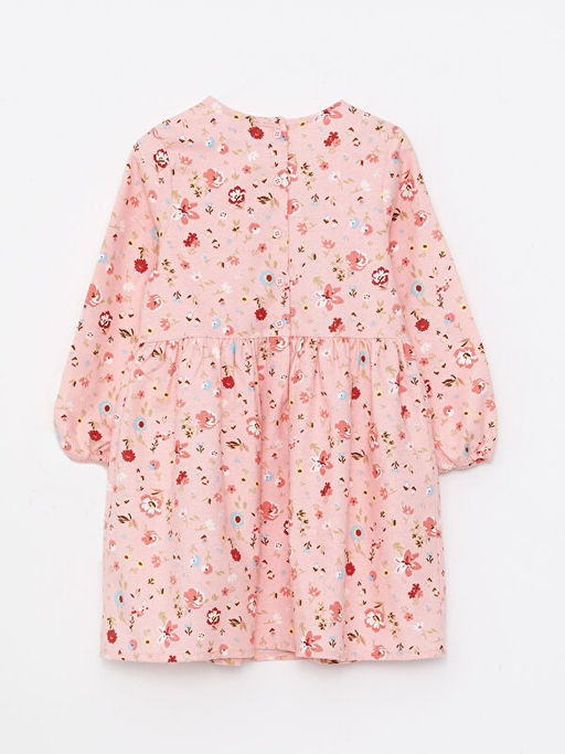 Bisiklet Yaka Desenli Uzun Kollu K?z ?ocuk Elbise