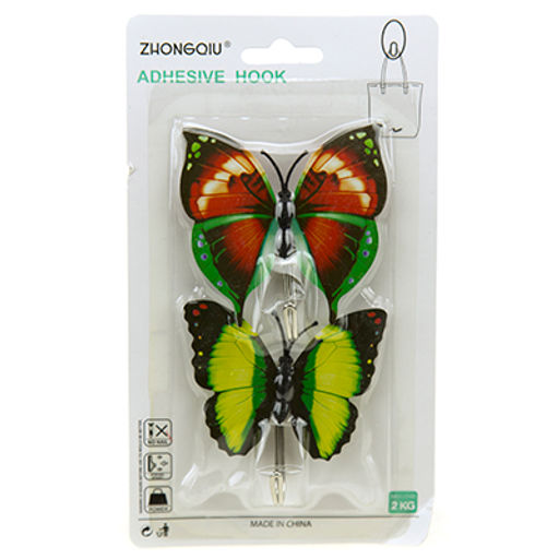 Крючок на липучке Бабочка металлический с пластмассовым основанием, 2 штуки, 6,5х7х1,8см, цвета микс, в блистере (Китай) - Домашняя мода фото 5