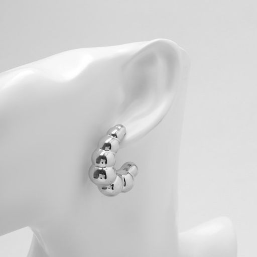 Серьги кольца QF Тренд, мятые, гроздь, цвет серебро  фото 2