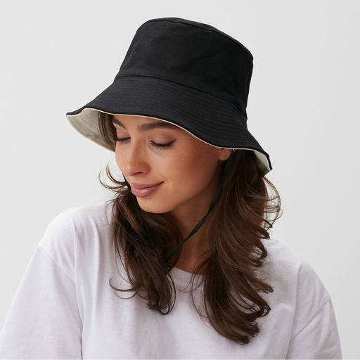 Панама двусторонняя унисекс MINAKU, цвет чёрный, бежевый, размер 56