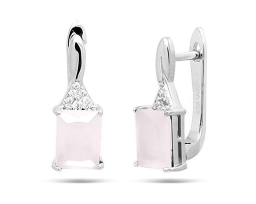 Серьги из серебра розовый кварц, МЦВ687