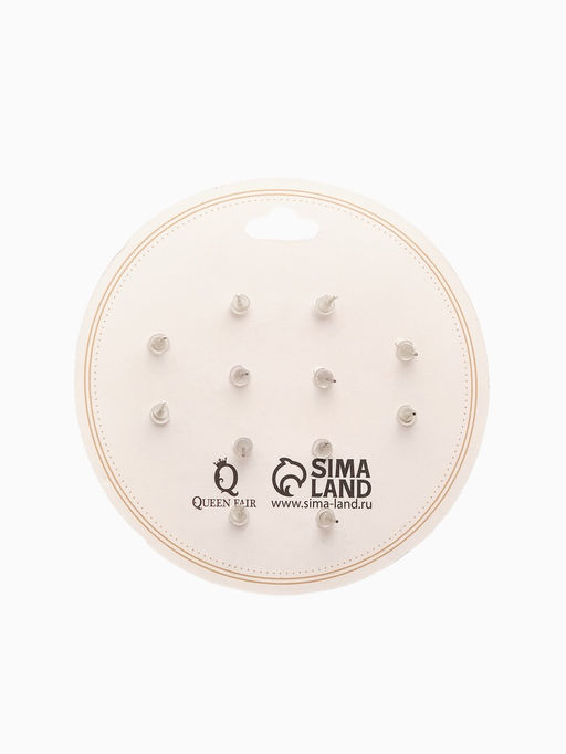 Пусеты 6 пар «Жемчужные» планеты, бело-синие в серебре