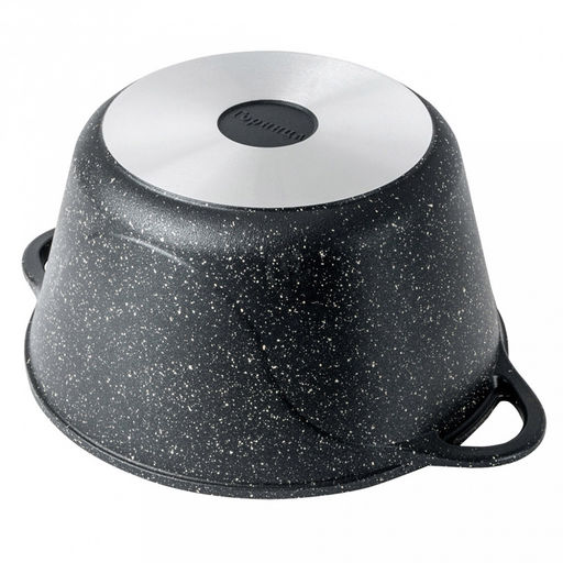 Кастрюля с антипригарным покрытием 3л, д24см "Гранит", h11,5см, s0,4см, литые ручки, стеклянная крышка с пароотводом, форма "Классик волна", подарочная упаковка (Россия)