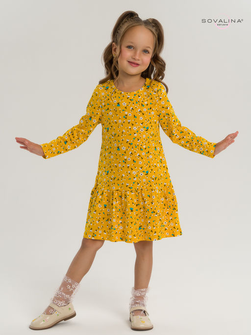 Платье Алиса дл/р цветы на горчице - Sovalina фото 25