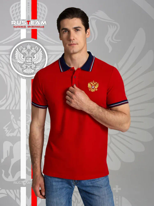 Поло мужское RUSSIA 65M-RR-1497 RED-N-ROCKS
