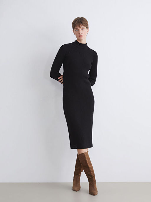 Yar?m Bal?k?? Yaka Triko Elbise