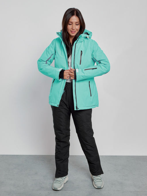 Горнолыжный костюм женский зимний бирюзового цвета 03350Br