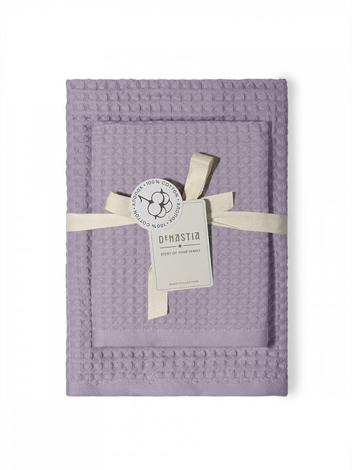 Набор полотенец вафельных 2шт 70x140, 50x90 лавандовый вафельное полотно