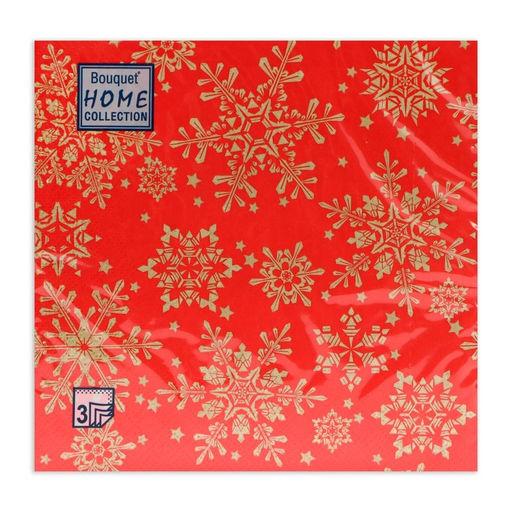 Цена за 2 шт. Салфетки новогодние бумажные Home Classic «Золотые снежинки на красном», 3 слоя, 33x33 см, 20 шт