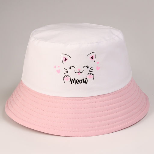 Панама детская «Мяу», белая, р-р 48-50