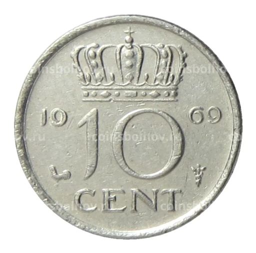 10 центов 1969 года Нидерланды (петух)