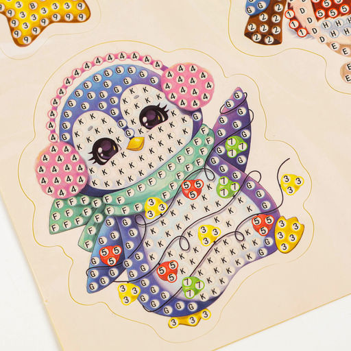 Алмазная мозаика - стикер на новый год для детей с частичным заполнением Волшебные зверята!, набор для творчества