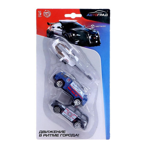 Набор металлических машин Полиция, 3 штуки, МИКС - Автоград фото 4
