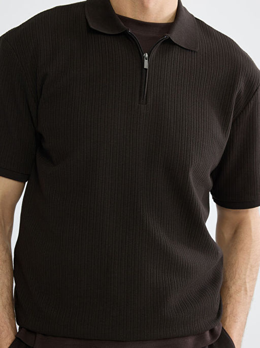 Polo Yaka Fitilli Erkek Triko Ti??rt