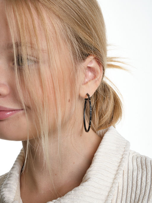 Серьги-кольца PS0626 черный - Mini maxi фото 3