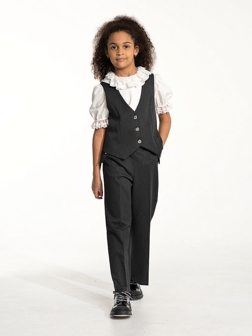 Серый школьный жилет для девочки Mooriposh, модель 1120 фото 4