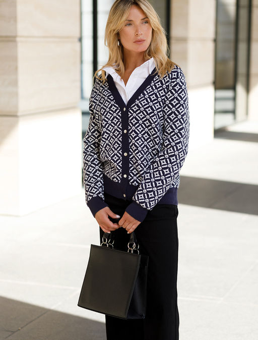 VILATTE / Жакет тонкой и эластичной жаккардовой вязки  фото 8