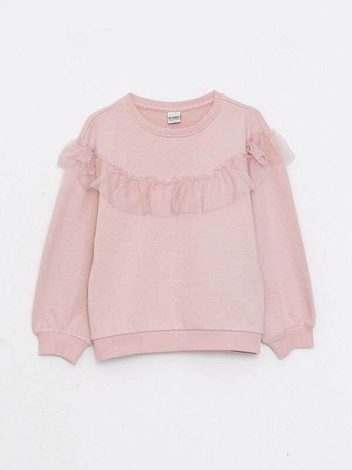 Bisiklet Yaka Basic Uzun Kollu K?z ?ocuk Sweatshirt