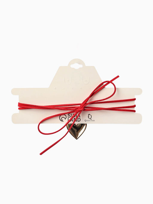 Чокер на нити с кулоном "Сердце" L=150см, цвет красный в золоте