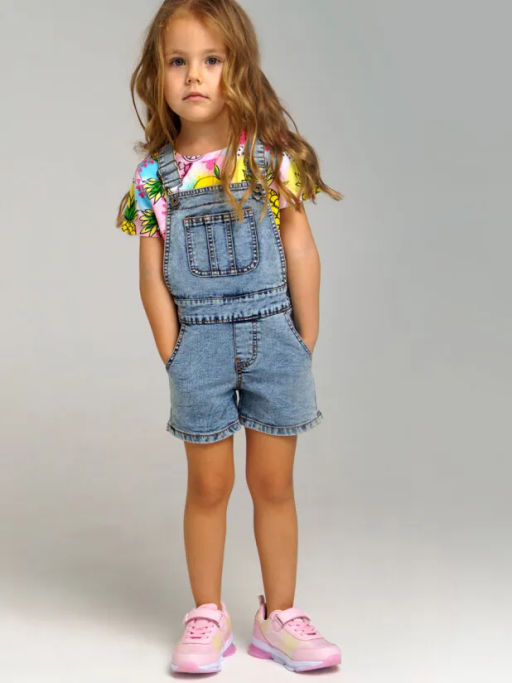 PlayToday / Полукомбинезон текстильный джинсовый для девочек  фото 2