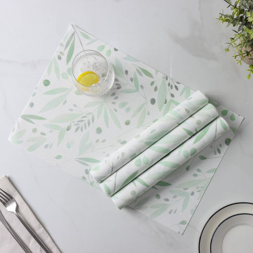 Салфетки сервировочные на стол Доляна «Акварель», 4 шт., 45×30 см, зеленые