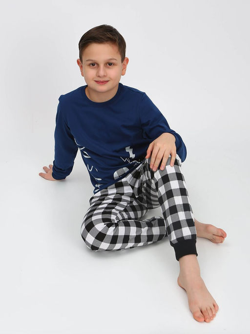 Пижама для мальчика 92228 салатовый/черная клетка 870 Lets go - Let's go фото 11