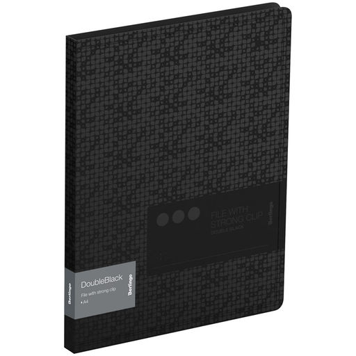 Папка с мет. зажимом в середине BERLINGO "DoubleBlack" черная (FSc_A4701) 17мм, 600мкм