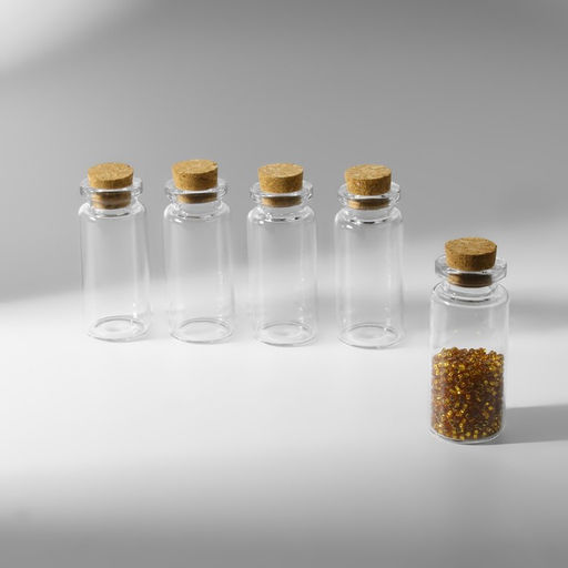 Цена за 3 шт. Баночки для хранения бисера, d=2.2×5 см, 5 шт.