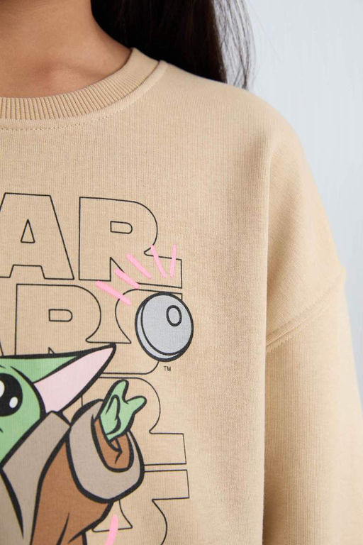 Толстовка с круглым вырезом для девочек Star Wars-Mandalorian Relax Fit - Defacto фото 5