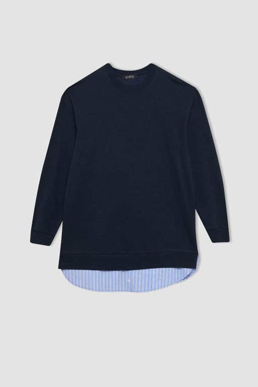 Толстовка-туника стандартного кроя с круглым вырезом - Defacto фото 7