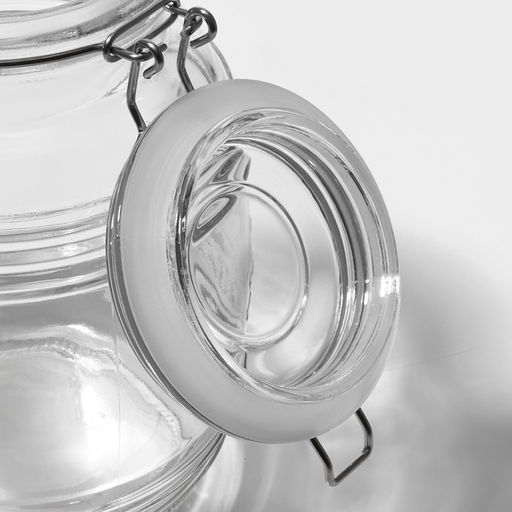 Банка для сыпучих Доляна «Уют», 2.1 л, 12×19 см, с бугельным замком, стекло, прозрачная