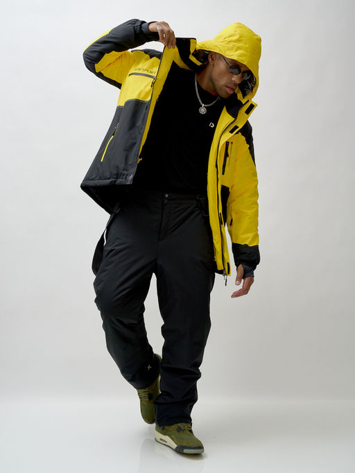Горнолыжный костюм мужской зимний желтого цвета 372J