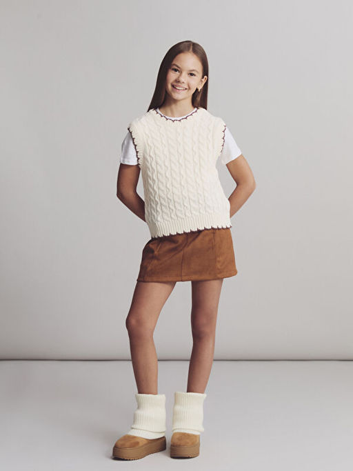 Bisiklet Yaka K?z ?ocuk Triko S?veter