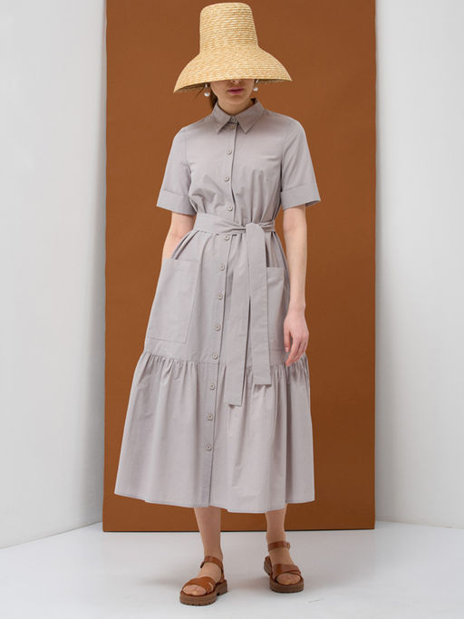 Платье хлопок OD-791-2 серый OD-791-2