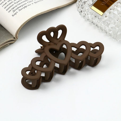 Цена за 12 шт. Крабик для волос «Леона», сердца матовый, 10 см, МИКС