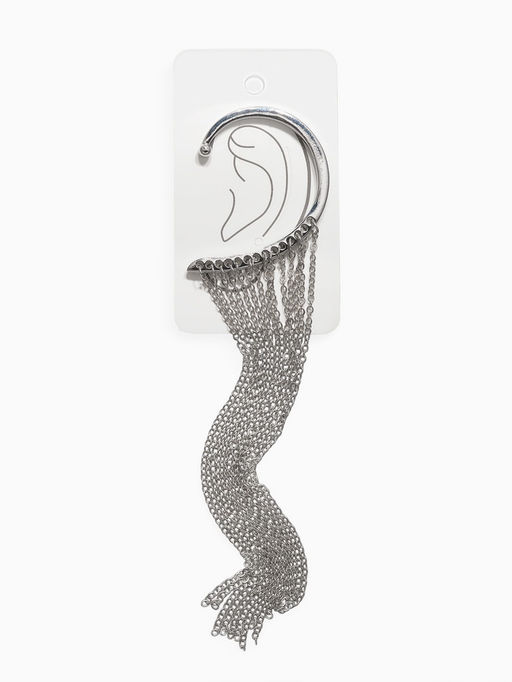 Серьга кафф Водопад, висячая, цвет серебро