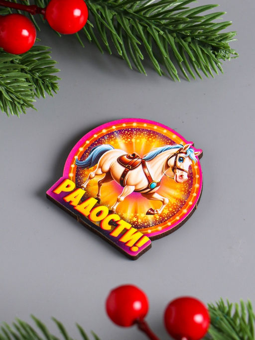 Набор магнитов на холодильник 10 шт. Лошадь новогодняя, размер 1 магнита 4.3?4.5 см - Дарим красиво фото 4