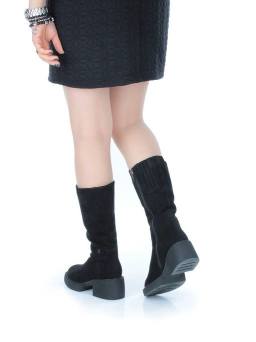 02-FI908-2M BLACK Сапоги зимние женские (натуральная замша, натуральный мех) - Фабричный китай фото 15