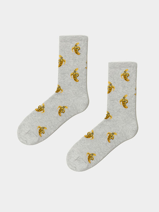 Цена за 5 пар! Носки мужские светло-серые с рисунком в виде бананов - Mark formelle фото 3